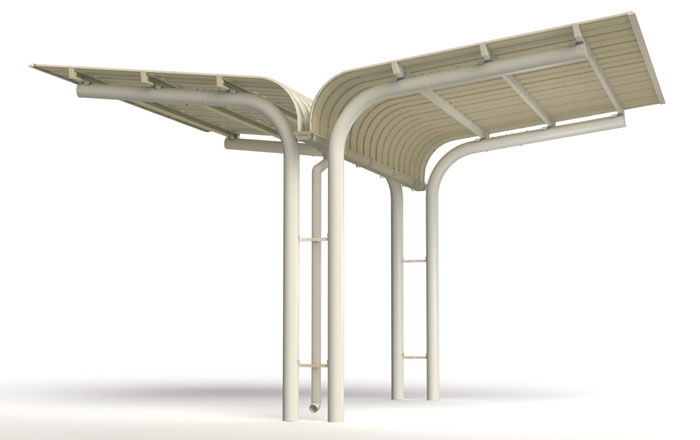 駐輪場屋根CY-LLM型｜アール屋根と丸柱のデザイン｜ダイケン